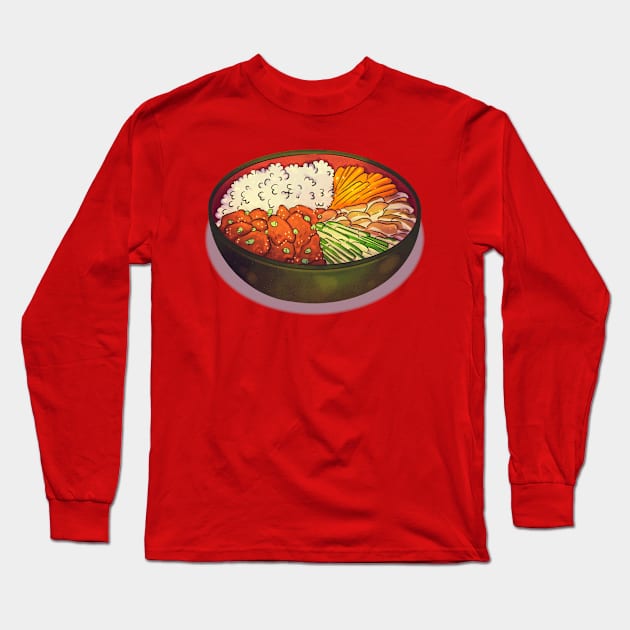 Korean Food Illustration Long Sleeve T-Shirt by Mako Design 